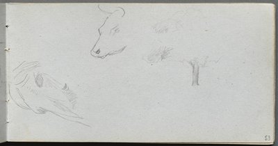 كراسة الرسم ، الصفحة 53: دراسات الحيوان ودراسة الأشجار. بواسطة جان لويس إرنست ميسونييه