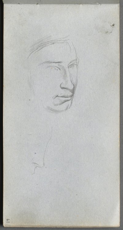 كراسة الرسم، صفحة 61 الوجه، 3/4 عرض جانبي للوجه بواسطة إرنست ميسونييه