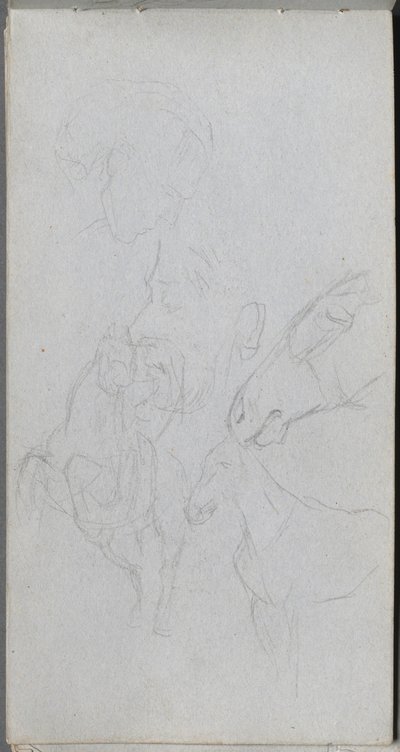 كراسة الرسم ، صفحة 90: دراسة الخيول ، لمحات. بواسطة جان لويس إرنست ميسونييه