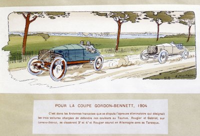 Racing: Gordon Bennett Cup (Gordon-Bennett) in 1904 - drawing by Ernest Montaut (1878-1909). بواسطة إرنست مونتوت