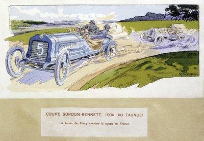 Racing: the Gordon Bennett Cup (Gordon-Bennett) in 1904 - drawing by Ernest Montaut (1878-1909). بواسطة إرنست مونتوت