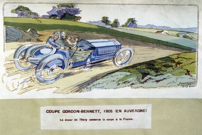 Racing: the Gordon Bennett Cup (Gordon-Bennett) in 1905 - drawing by Ernest Montaut (1878-1909). بواسطة إرنست مونتوت