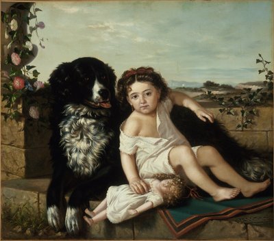 صورة لفتاة مع كلب ، 1879 بواسطة Ernest Narjot