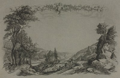 ستة مناظر لقلعة هايدلبرغ: الغلاف ، مشهد الصيد ، 1820. بواسطة ارنست فرايز