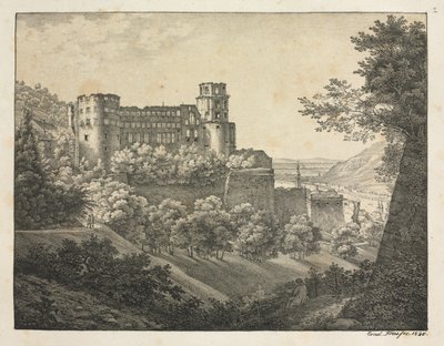 ستة مناظر لقلعة هايدلبرغ: نحو الشمال الشرقي ، 1820. بواسطة ارنست فرايز