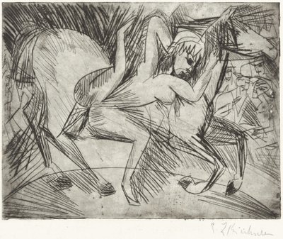 أكروبات على حصان Voltigeuse على ظهور الخيل ، 1913. بواسطة إرنست لودفيج كيرشنر