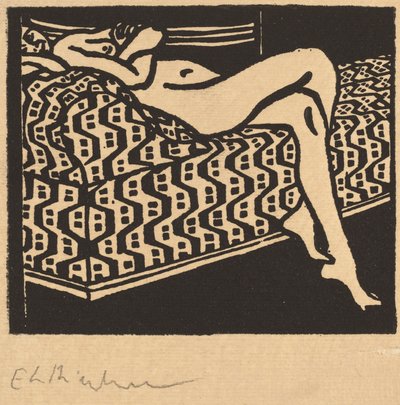 فتاة عارية مستلقية على أريكة ، 1905. بواسطة إرنست لودفيج كيرشنر