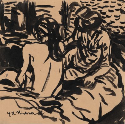 عراة على سرير إيزابيلا وفتاة أصغر ، ج. 1906. بواسطة إرنست لودفيج كيرشنر