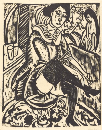 امرأة تربط حذائها Frau ، Schuh Zuknopfend ، 1912. بواسطة إرنست لودفيج كيرشنر