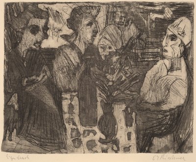 نساء على طاولة في غرفة ، 1920. بواسطة إرنست لودفيج كيرشنر