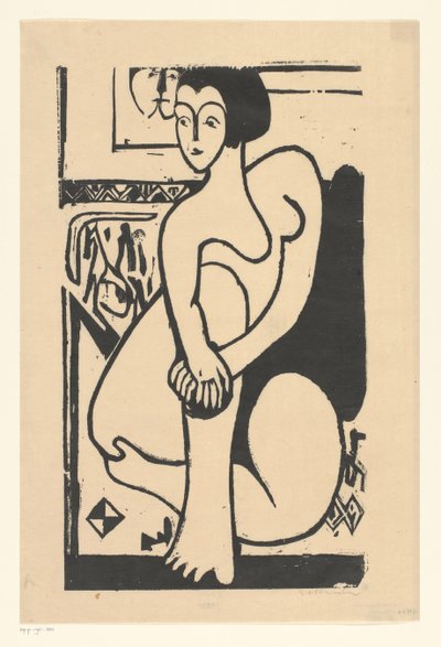 يجلس عارية بواسطة Ernst Ludwig Kirchner (signed by artist)