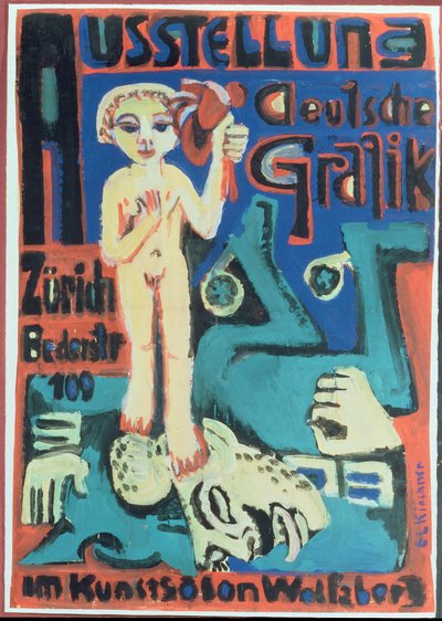 معرض ، رسومات ألمانية في صالون فولفسبيرغ الفني ، حوالي عام 1921 بواسطة إرنست لودفيج كيرشنر