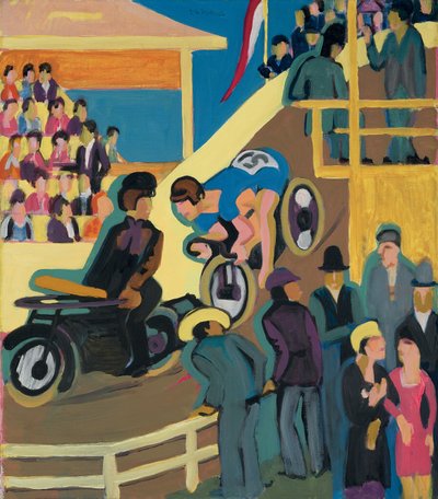 سباق دراجات مع ترحيل السيارات ؛ سباق الدراجات النارية ، 1927-1928 بواسطة إرنست لودفيج كيرشنر