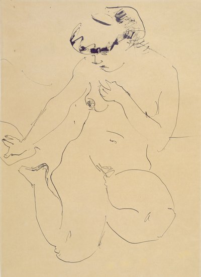 الرابض عارية (القلم والفرشاة على الورق) بواسطة Ernst Ludwig Kirchner