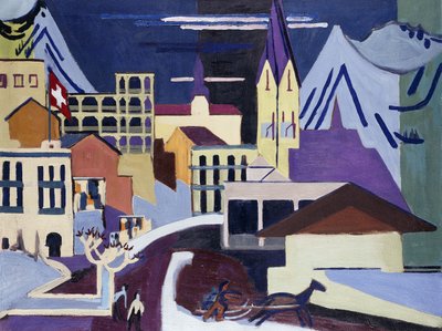محطة سكة حديد دافوس بلاتز ؛ دافوس بلاتز في بانهوف ، 1931 بواسطة إرنست لودفيج كيرشنر