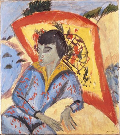 إرنا مع مظلة يابانية ، 1913. بواسطة إرنست لودفيج كيرشنر