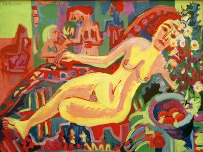 فتاة عارية على الديوان بواسطة Ernst Ludwig Kirchner