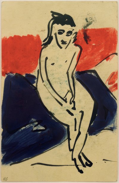 بطاقة بريدية إلى إريك هيكل من 30 يونيو 1910 (جالسًا عاريًا مارزيلا) بواسطة Ernst Ludwig Kirchner
