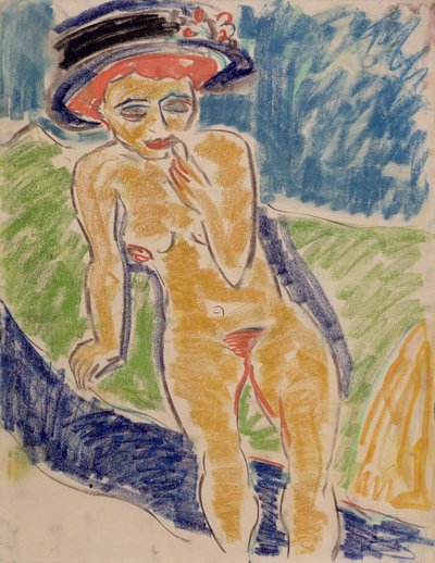 أنثى جالسة عارية بواسطة Ernst Ludwig Kirchner