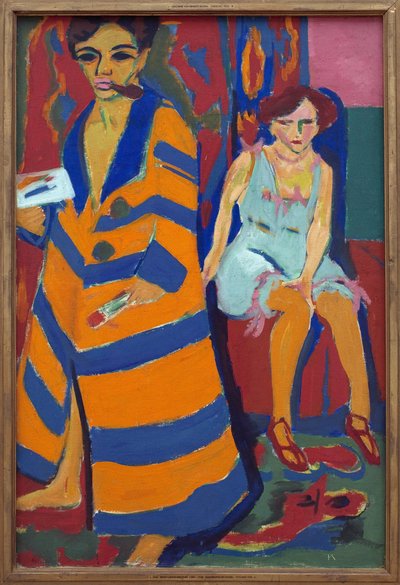 صورة ذاتية مع نموذج. لوحة رسمها إرنست لودفيج كيرشنر (1880-1938) ، زيت على قماش بواسطة إرنست لودفيج كيرشنر