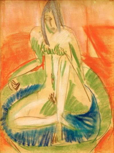 أنثى جالسة عارية في الحوض بواسطة Ernst Ludwig Kirchner