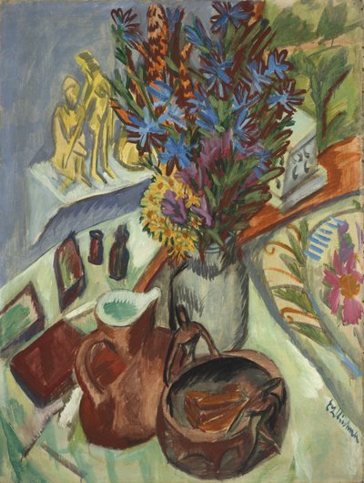 لا تزال الحياة مع إبريق ووعاء أفريقي ، 1912 بواسطة Ernst Ludwig Kirchner