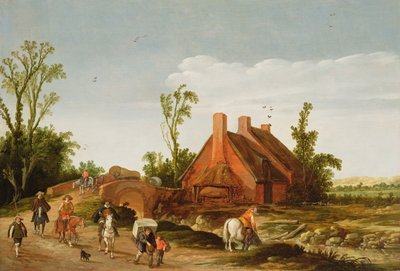 مشهد مشجر مع المسافرين على المسار ، 1624 بواسطة Esaias van de Velde