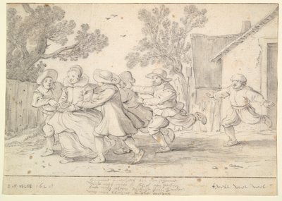 الأولاد يطاردون فتاة بواسطة Esaias van de Velde