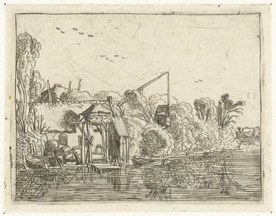 مصنع بيرة على ضفة نهر المناظر الطبيعية الصغيرة (عنوان السلسلة) بواسطة Esaias van de Velde