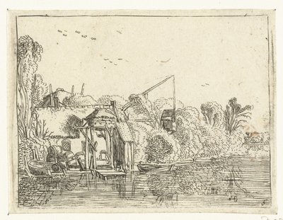 مصنع بيرة على ضفة نهر المناظر الطبيعية الصغيرة (عنوان السلسلة) بواسطة Esaias van de Velde
