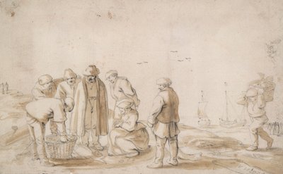تجار السمك على الشاطئ بواسطة Esaias van de Velde