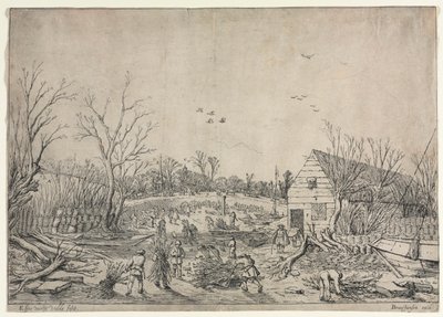 الطوفان العظيم في 10 يناير 1624 (أو إصلاح السد المكسور على نهر ليك بواسطة فيان ، 1624) بواسطة Esaias van de Velde