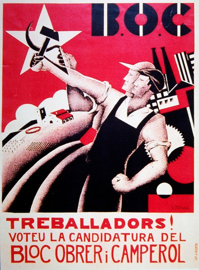 ملصق انتخاب Bloc Obrer i Camperol (BLOC) c.1935 بواسطة Estenka Estenka