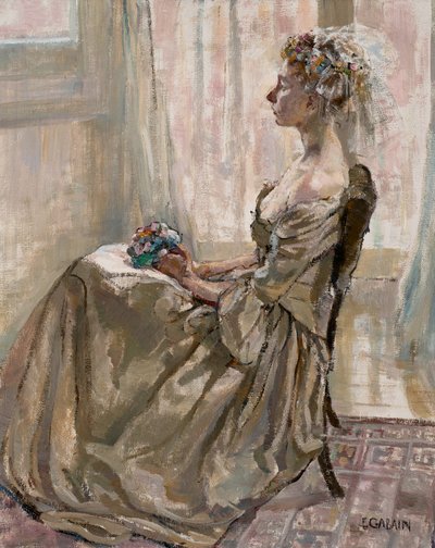 العروس الفرنسية الصغيرة (زيت على لوح) بواسطة اثيل الجابين