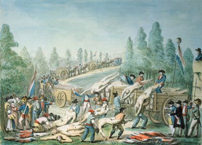 نقل الجثث خلال الثورة ، ج .1790 (قلم وحبر وغواش على ورق) بواسطة إتيان بيريكور