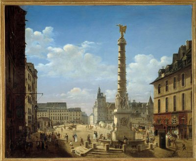 مكان ونافورة شاتليت اللوحة التي رسمها إيتيان بوهوت (1780-1862) 1810 شمس. 0.81x0.99 م باريس ، متحف كارنافالي بواسطة إتيان بوحوت