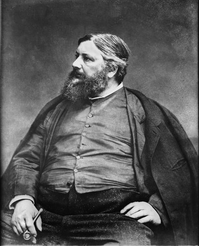 بورتريه للرسام غوستاف كوربيه للمصور إتيان كارجات. طبعة أصلية، من محفوظات ورشة التصوير الفوتوغرافي روث وشركاه. بواسطة إتيان كارات