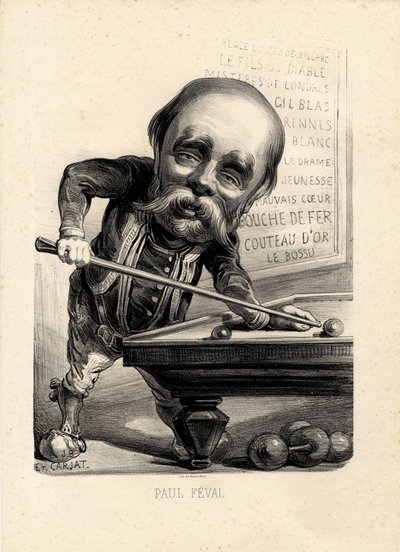 flying leaf - Illustration by Etienne Carjat (1826-1906): Billiards - Feval Paul (1816-1887) بواسطة إتيان كارات