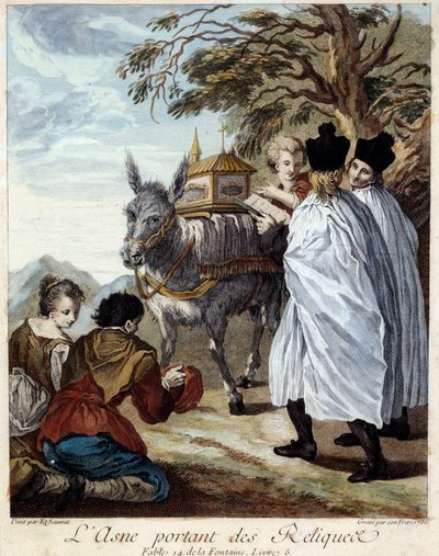 اثار تحمل حمار. رسم توضيحي للحكاية التي كتبها جان دي لافونتين. لوحة إيتيان جورات (1699-1789) بواسطة إتيان جورات