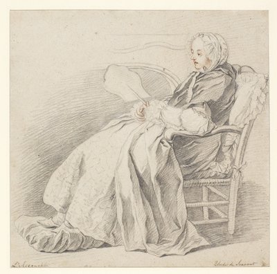 دراسة لـ LAccouchée ، c.1750 (الطباشير على الورق) بواسطة إتيان جورات
