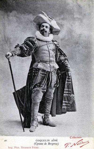 كونستانت كوكلين المعروف أيضًا باسم شيخ كوكلين (1841 - 1909) في زي Cyrano de Bergerac (الصورة) بواسطة Etienne Neurdein