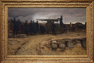 قطعة مدفعية ثقيلة فرنسية عند حصار باريس ، 1872 بواسطة إتيان بروسبر برن بيليكور