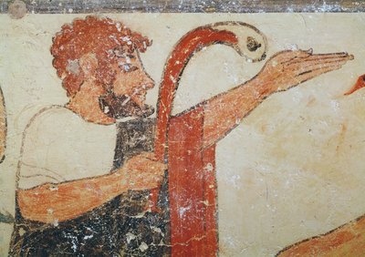 رأس نذير ، من قبر الأوغور ، c.530-20 قبل الميلاد (لوحة جدارية) بواسطة Etruscan