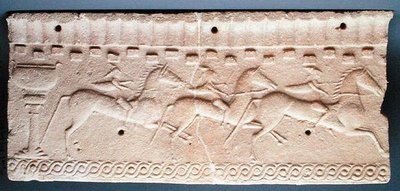 لوحة عليها نقش على شكل فرسان (حجر) بواسطة إتروسكان إتروسكان