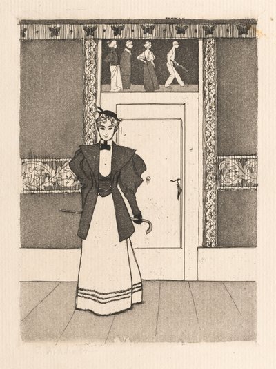 الداخلية مع امرأة شابة في زي المشي ، 1895. بواسطة يوجين كيرشنر