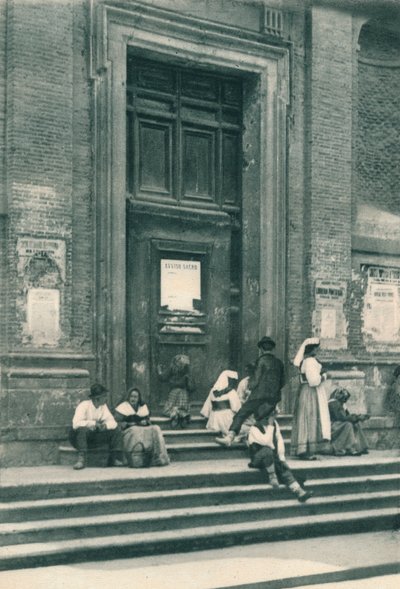 ملتقى لنماذج الفنانين أمام كنيسة في Via Babuino ، روما ، إيطاليا ، 1927 بواسطة يوجين بوبيل