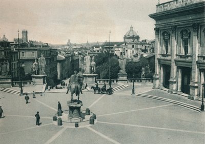 ساحة ديل كامبيدوجليو مع تمثال ماركوس أوريليوس ، روما ، إيطاليا ، 1927 بواسطة يوجين بوبيل
