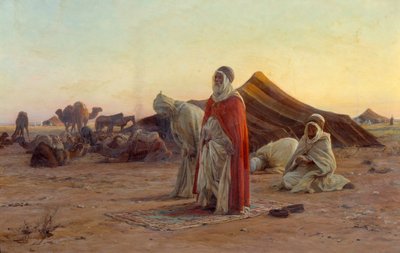 خيمة في الصحراء صلاة. التفاصيل. رسم يوجين أليكسيس جيرارديت (1853-1907) القرن التاسع عشر بايون ، متحف بونات بواسطة يوجين الكسيس جيرارديت