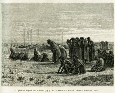 صلاة المغرب في الصحراء. نقش بواسطة J. بواسطة يوجين الكسيس جيرارديت