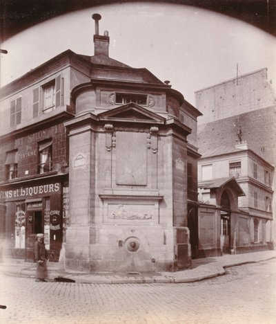 Fontaine des Haudriettes ، زاوية شارع des Archives وشارع Haudriettes ، الدائرة الثالثة ، باريس (b / w photo) بواسطة يوجين أتيج